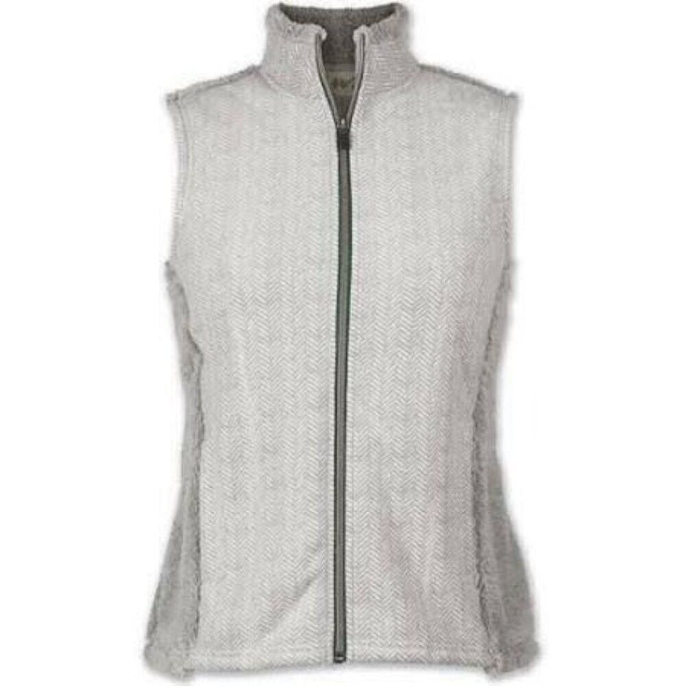 Aventura Vest Women XS Hunter Griffin Grey Plush Fleece Herringbone Full Zip NWT